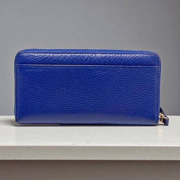 Kate Spade Laurel Way Neda Large Wallet Pebbled Leather Zip Up Cornflower Blue - Picture 2 of 14